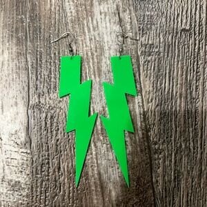 Green Lightning Bolt Earrings